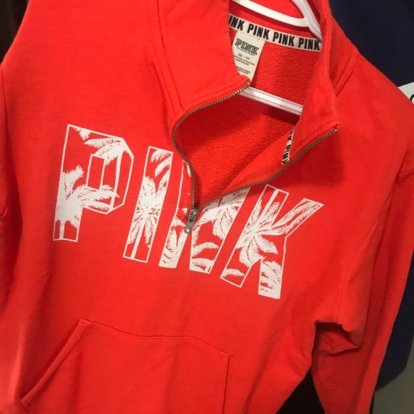 Victoria’s Secret PINK Orange / Red Half Zip sweater - Picture 2 of 5
